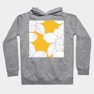 yellow orchid/tropical moody/large scale/summer time/cotton/cymbidium/ orchids/ yellow/ orchid lines Hoodie